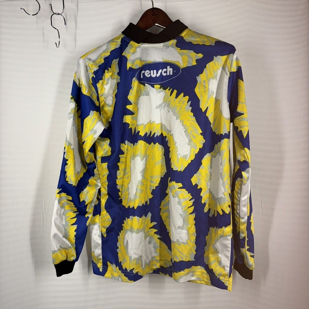 Vintage Reusch Goalkeeper Soccer Long Sleeve Jersey USA MADE Purple Yellow